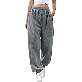 Womens Cinch Bottom Sweatpants Pockets High Waist Sporty Gym Athletic Fit Jogger Pants Lounge Trousers