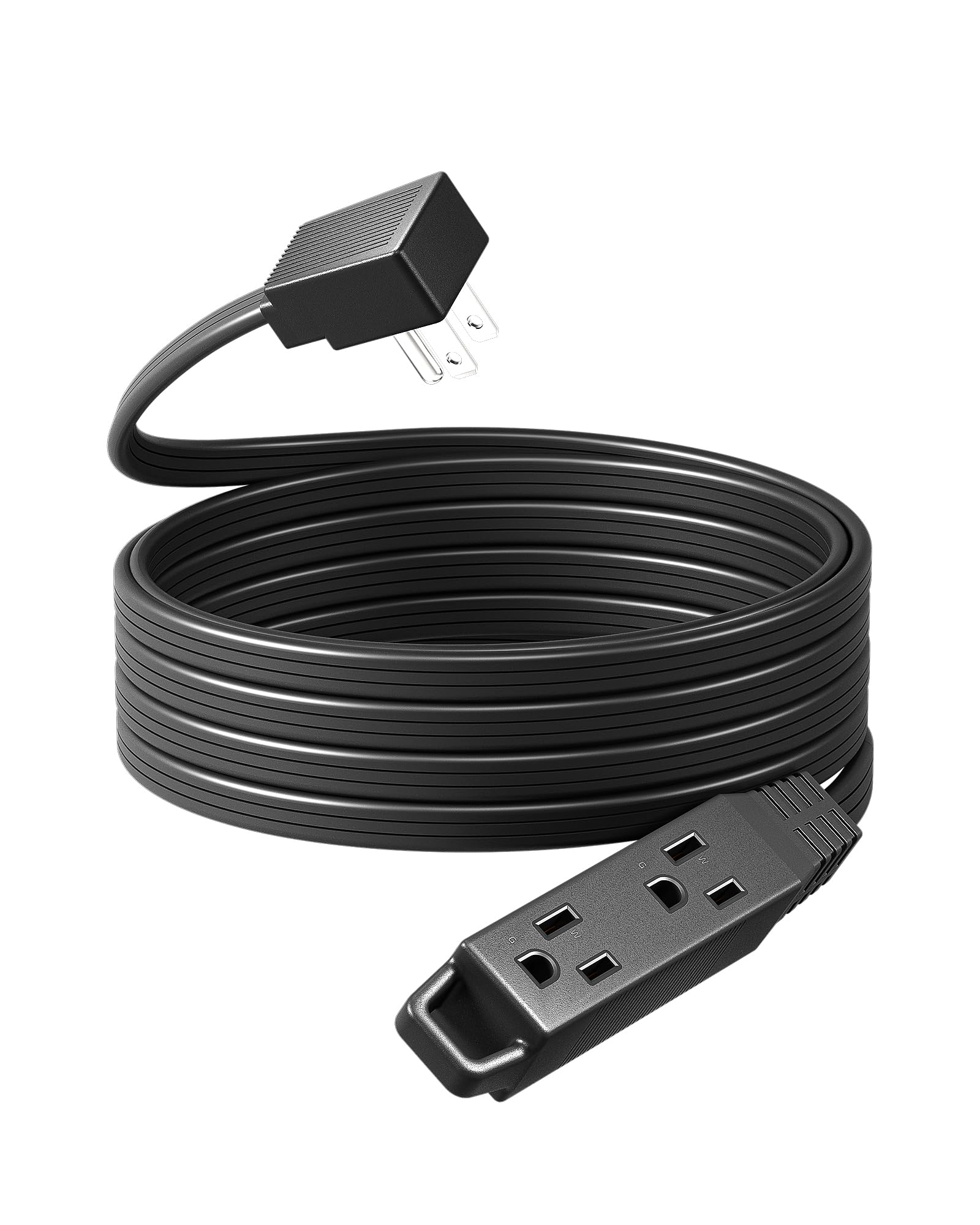 Photo 1 of * similar item *DEWENWILS 15FT Flat Plug Extension Cord, 3 Prong Ultra Thin Power Strip, 13A/125V/1625W, 16/3 Awg Grounded Flat Power Cable for Indoor Narrow Space, SPT-3 Cord, ETL Listed, Black