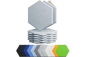 Amantech 12 Pack Acoustic Panels Self Adhesive Sound Proof Foam, High Density Sound Acoustic Foam Panel, 12X10.23X0.4 Inch Hexagon Wall Panels in Home,Office,Reccording Room,Studio(Blue Gray)