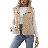 PEKMRMN Womens Quilted Vest Lightweight Sleevesless Stand Collar Button Down Padded Gilet Fall Outerwear Vests with Pockets