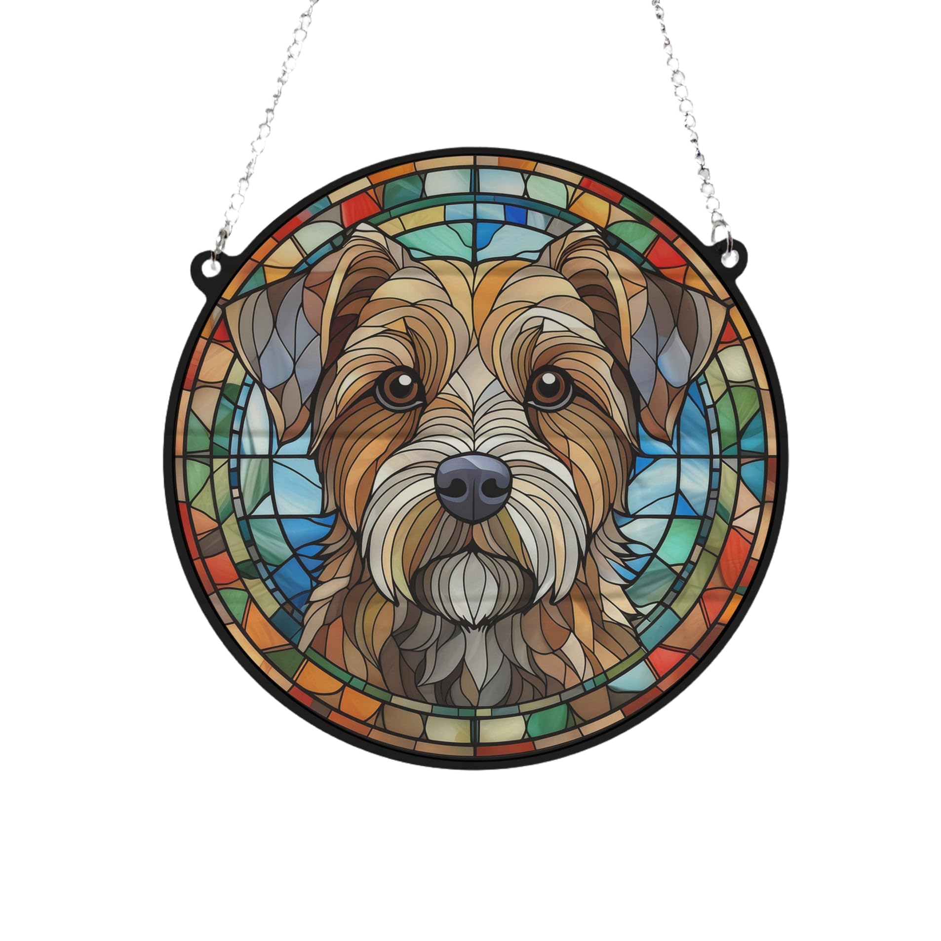 Image Industry Border Terrier Stained Glass Effect Suncatcher - Garden Gift - Dog Gift - Pet Memorial (13cm)