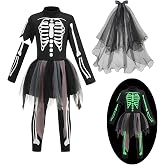 yolsun Girl Glow In The Dark Skeleton Costume,Girl's Skeleton Dress