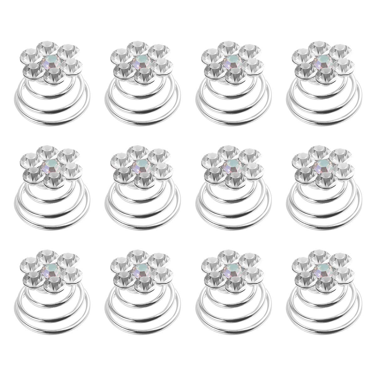 Frcolour, 12 pieces, rhinestone hair spirals, for DIY bridal hair accessories