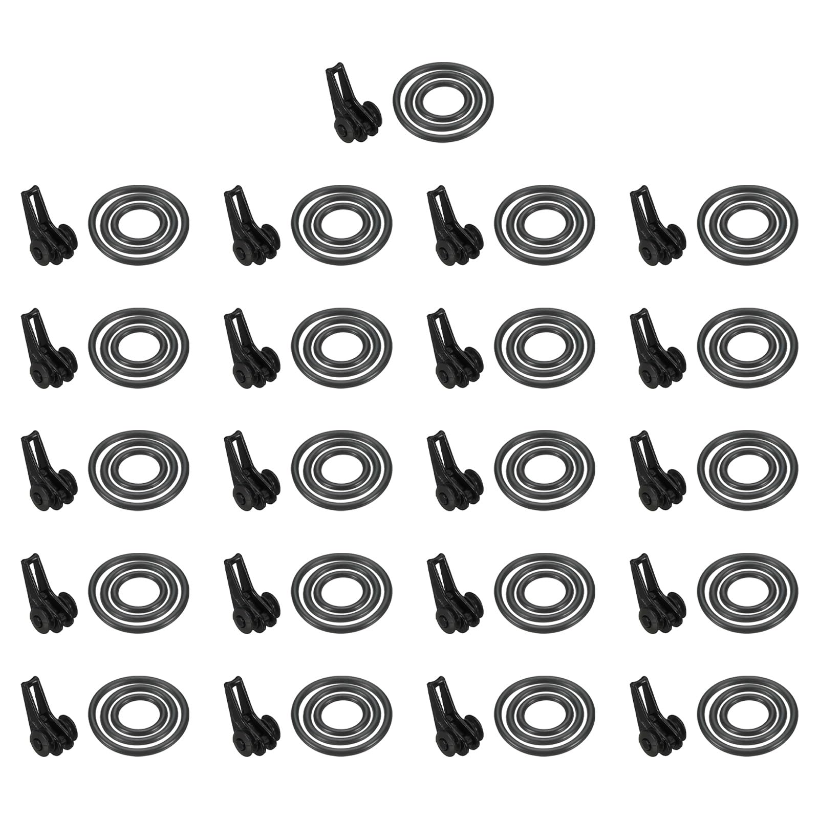 PATIKIL Fishing Hook Keeper, 21 Pack Plastic Fish Lure Bait Holder Accessories with 3 Size Rubber Rings for Fishing Rod Pole, Black