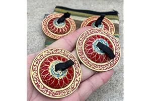 LUNGTA IMPORTS 2 Pairs Brass Floral Finger Cymbals Zills for Belly Dancing (Red)