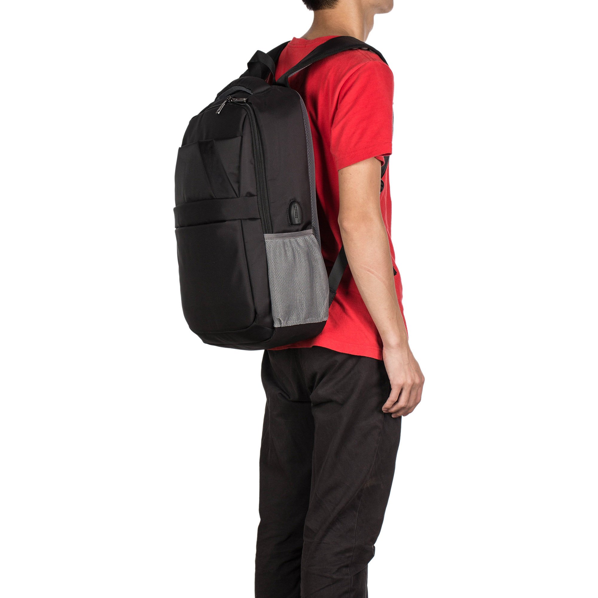 Mochila antirrobo Mochila para Ordenador Portátil 15.6 pulgadas impermeable con carga USB para hombres y mujeres, Escuela Universitaria senderismo, para Trabajo, Diario, Ocio-Negro