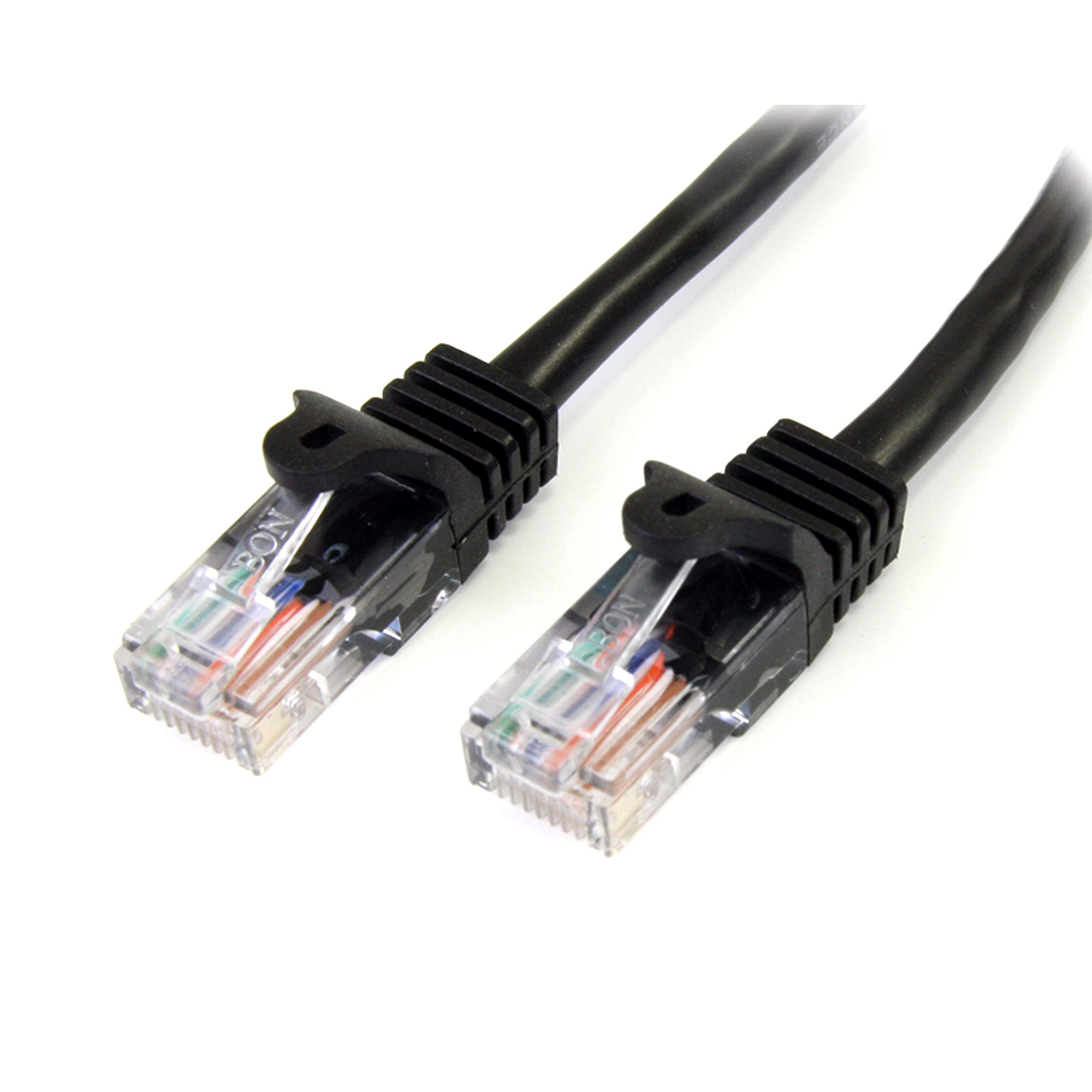 StarTech.com 3 m Black Cat5e Snagless RJ45 UTP Patch Cable - 3m Patch Cord - Ethernet Patch Cable - RJ45 Male to Male Cat 5e Cable (45PAT3MBK)