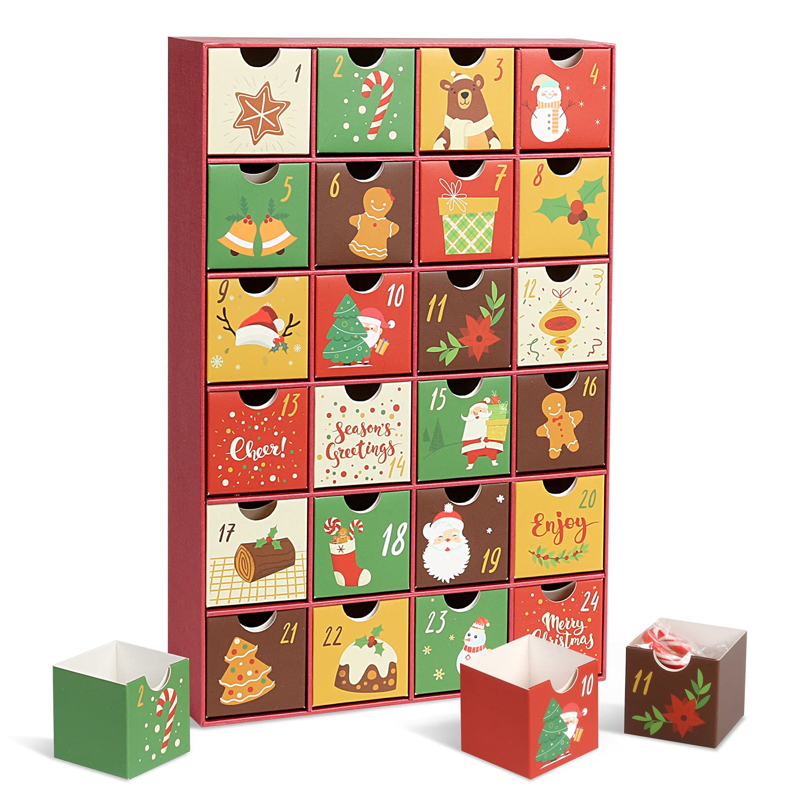 LEMESO Empty Advent Calendar with 24 Drawers 24 Days Countdown to ...