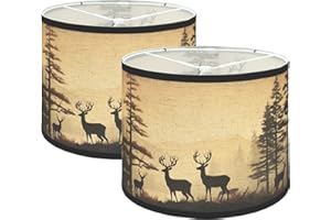 GUZEIR Lamp shades Set of 2, Medium Fabric Deers Lampshades for Table Lamps, Floor Lamps, 13" Top x 13" Bottom x 10" High (Spider) Hand Crafted Replacement Lampshades,Lamp Shade Harp Holder Not Included