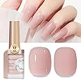 Bevimee Quick Dry Nail Polish Air Fast Drying, Sheer Nude Regular Color Nail Polish Holographic High Coverage Nail Lacquer Water Based Natural Nail Art No Required UV LED, 12ML