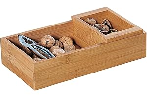 Kesper Nuts Bowl Square with Nutcracker, Wood, Brown, 32 x 16.5 x 3 cm