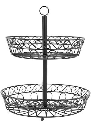 Chefarone Obst Etagere 30 cm - Obstschale Metall für mehr Platz auf der Arbeitsplatte - Etageren mit Obstschalen - dekorative
