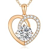 Moissanite Heart Pendant Necklaces for Women,D Color VVS1 Moissanite Jewelry,925 Sterling Silver Gold Plating,Wedding,Anniversary,Birthday,Gifts for Wife Her Mom Girlfriend