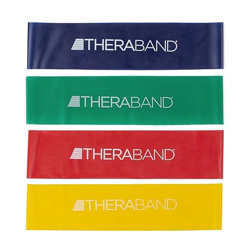 THERABAND Resistance Band Loop Set, Pack of 4, 12 Inch Band Loop Kit for  Legs Butt Workouts, Beginner to Advanced Levels for Exercise, Rehab,