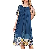 udforsk House Dresses for Women with Pockets Moo Moo Nightgown Short Sleeve Mumu Dress Lounge Dress S-3XL