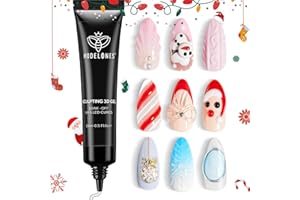 Modelones 3D Gel Nail Art, Sculpting Gel Glue for Molding, Drawing, Charms & Gems Glue, Nail Stuff for Chrome Powder and Rhinestone Design No Wipe, U V Light Cured Salon & DIY Use