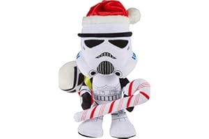 Mattel ​Star Wars Stormtrooper Plush Doll & Ornament, 10-inch Soft Toy with Santa Cap, Candy Cane & Sack that Stores the Holiday Decoration​
