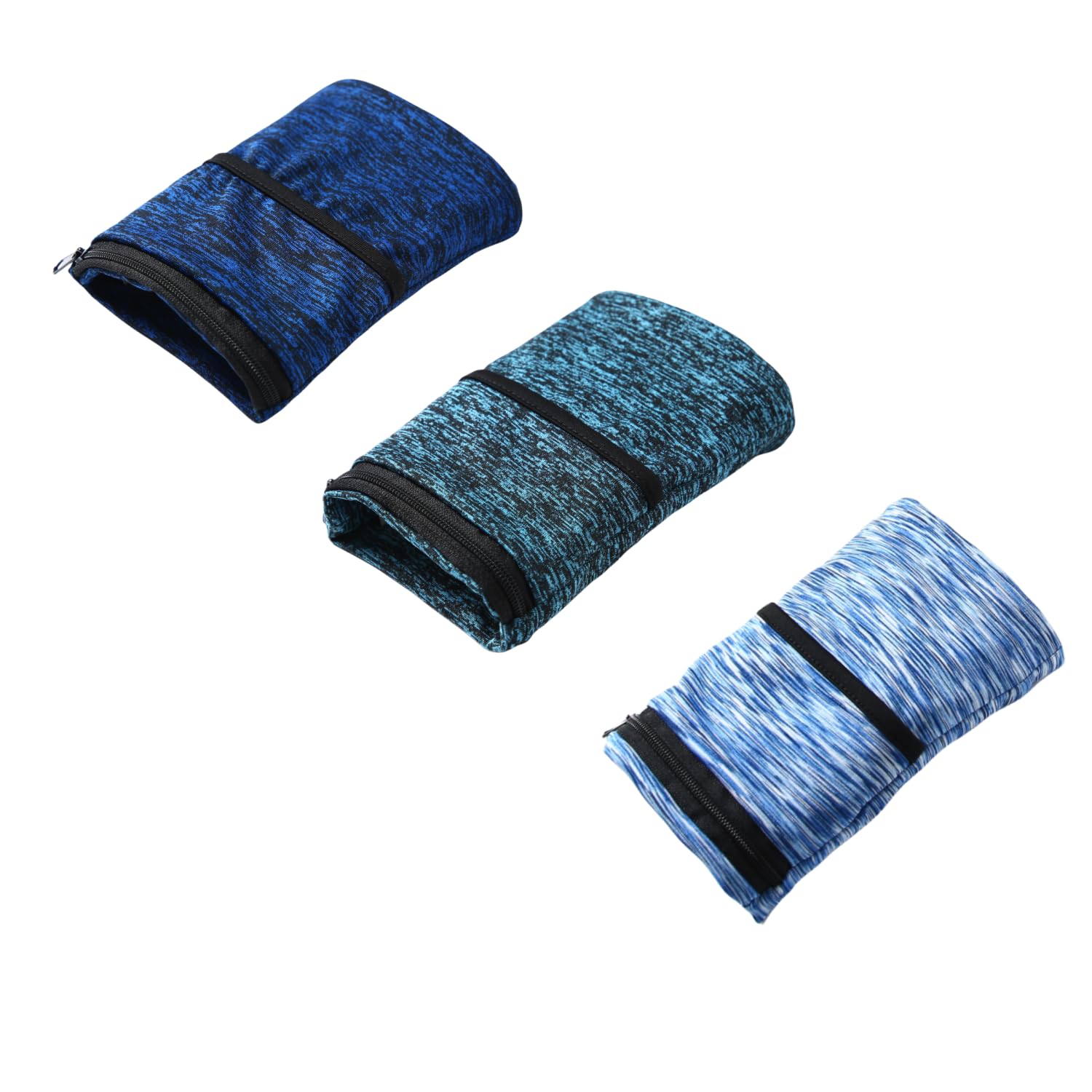 Wrist Pouch, Pocket Wallet with Zippered for Running, Walking, Hiking, Cycling, Yoga and More (L, Blue+Ocean Blue+Royal Blue)
