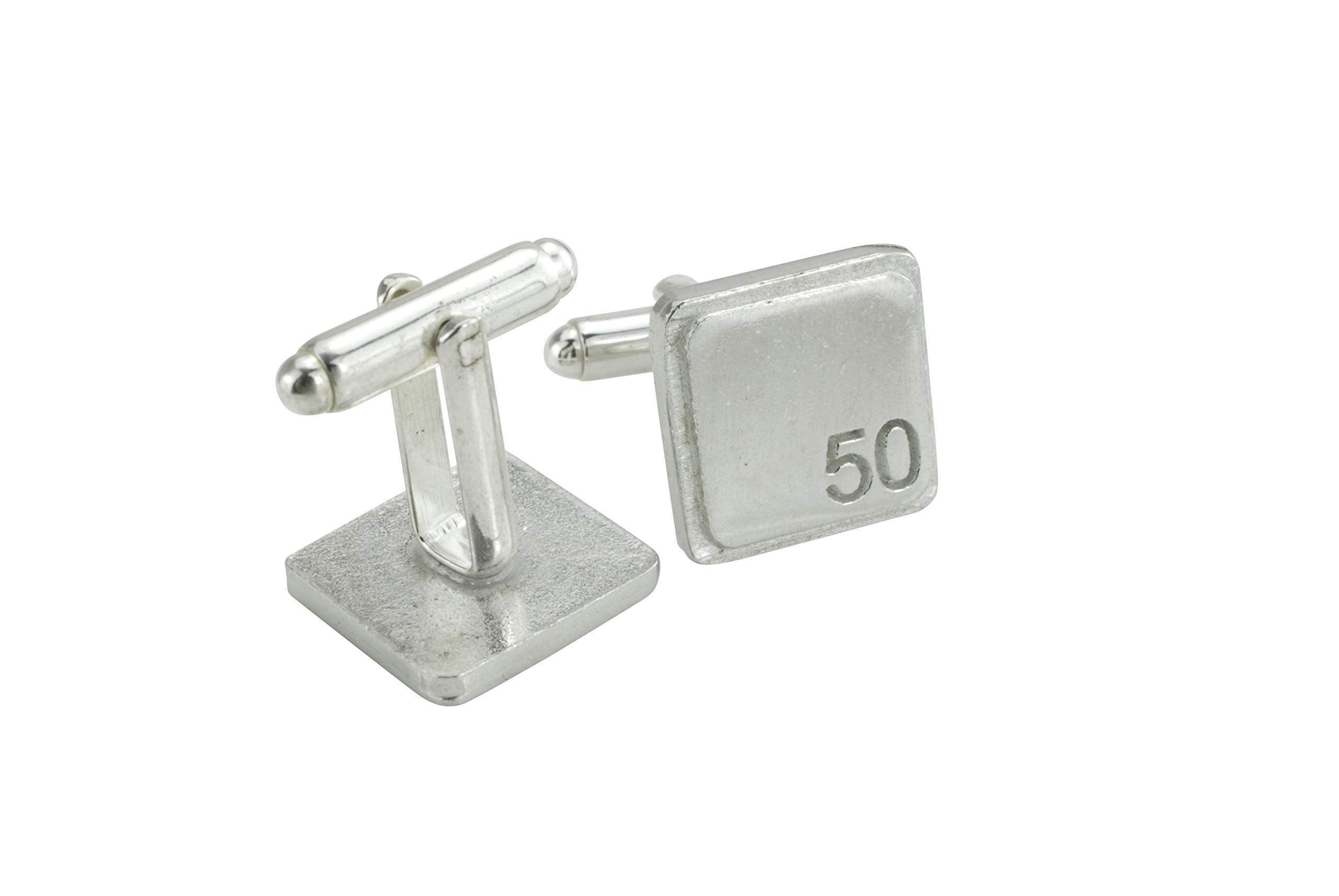 Square Cufflinks with ‘50’ Engraved - 50th Anniversary
