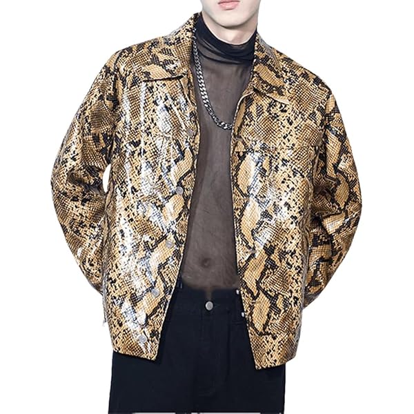 ジャケット・アウター 60's Switzer's Python Vinyl Car Coat Litswear Men's Python Print Leather Jacket - Soft Sheepskin Python