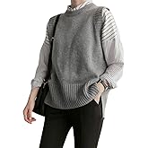 UANEO Women's Basic Round Neck Sleeveless High Low Pullover Knit Sweater Vest