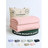 Cloud Scape Linen 8-Layer Muslin Blanket King Size for Adult - 100% Cotton, Breathable and Soft, Perfect Winter Cozy Blanket, Fits up to California King Bed, 92x108, Seashell Pink