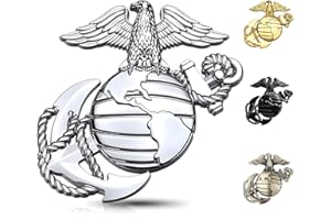 VOZEKROD U.S.Marine Corps Car Emblem – 3D Eagle Globe Anchor Metal Decal, 3.3"x3.1" Weatherproof Military Sticker, Universal Fit for Cars, Trucks, Gifts for Veterans & Supporters (Silver)