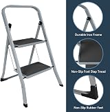 Home Vida 2 Step Ladder Heavy Duty Steel Folding 150kg Load Grey view 7
