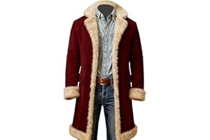 Winter Coats for Men, Men's Santa Trench Coat Christmas Costume Fleece Lined Sherpa Jackets Long Peacoats Overcoat