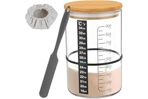 Sourdough Starter Kit, 900ml Glass Sourdough Starter Jar, Wide Mouth Sourdough Starter Container, Reusable Sourdough Glass Ja