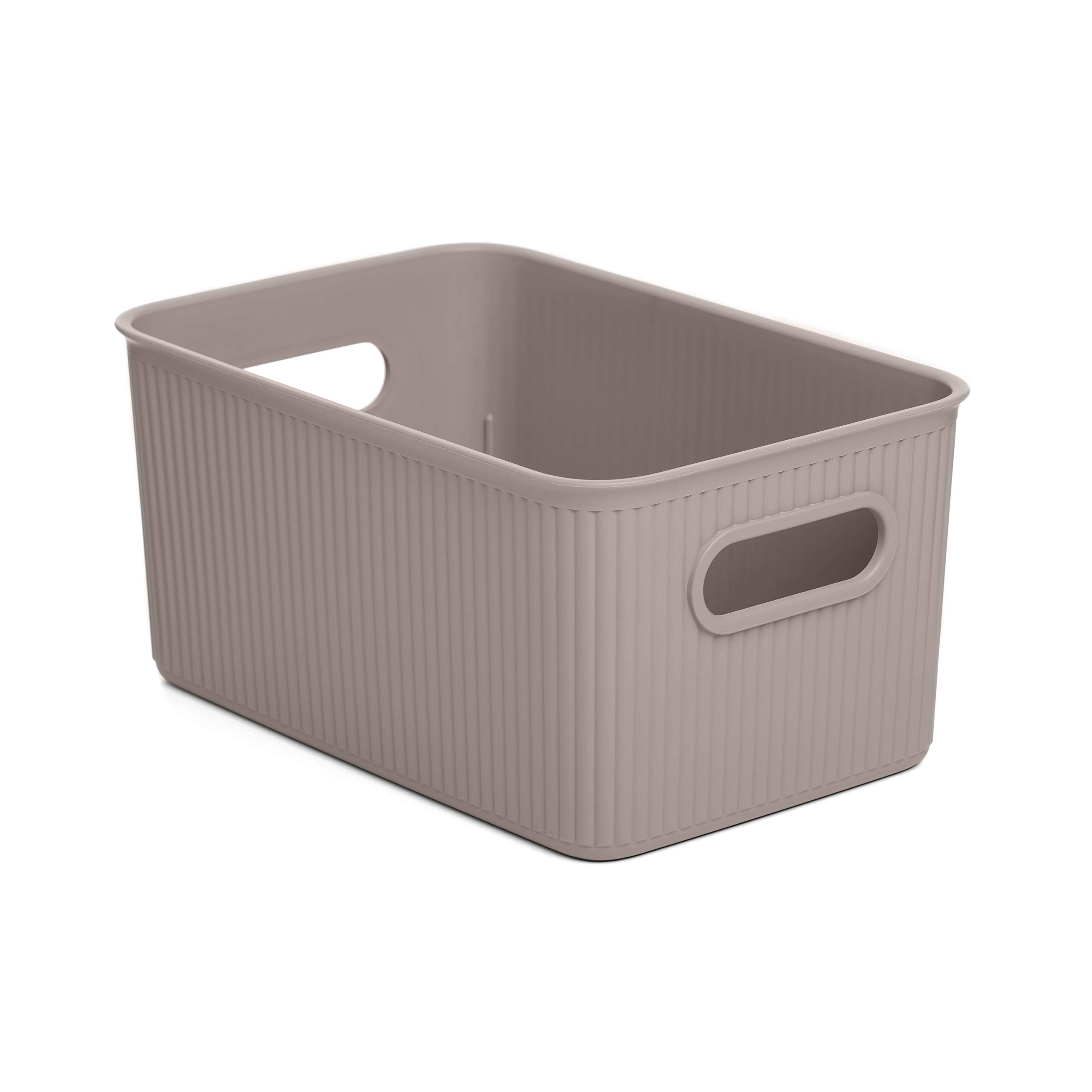 TATAY Plastic Storage Basket 5 L Baobab | Organizer Box | Integrated Handles | Compact and Versatile Design | BPA-Free Plastic | 18,1x27,2x13 cm, Taupe