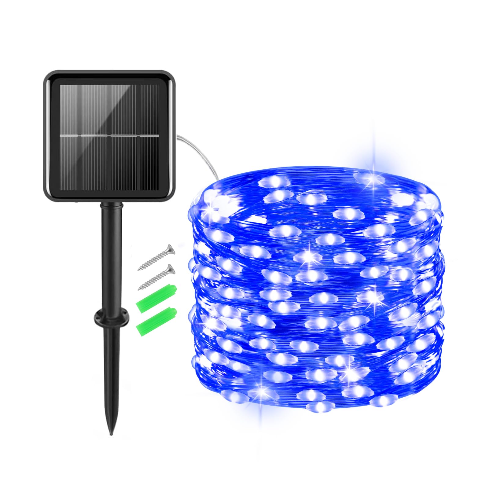 Gcstnn Solar Lights Outdoor Garden, 5M 50 LED Fairy Lights Copper Wire 8 Modes Waterproof String Lights for Yard, Christmas Tree, Bedroom, Gate Indoor/Outside Decorations(Blue)