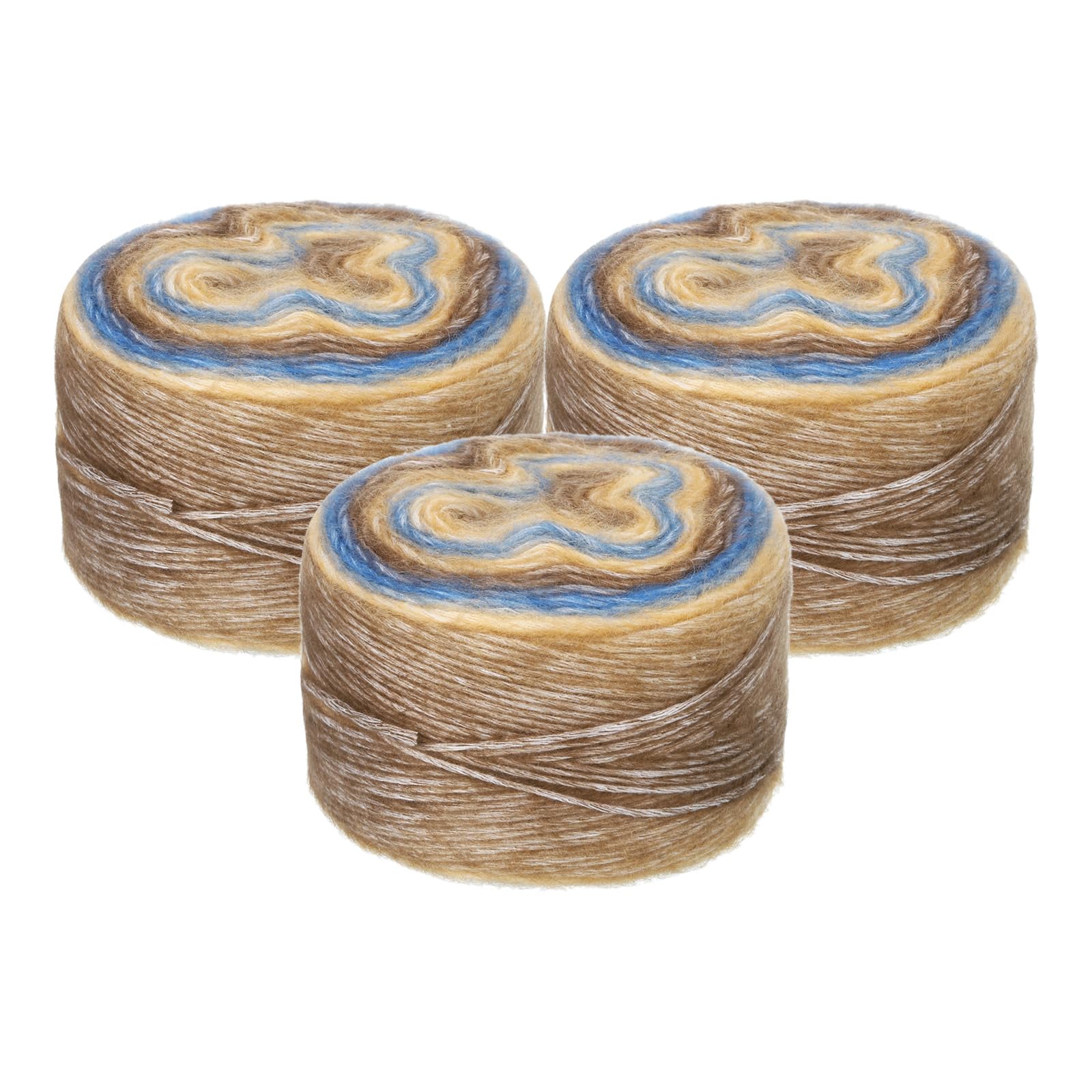 uxcell 3Pcs 100g Gradient Cake Cotton Yarns, Soft Rainbow Yarn Ball for Knitting and Crocheting Craft Project, Mixed Grey (300g x 3, 245M L Each)