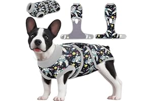 PetWarm Dog Surgical Recovery Suit, Hooded Dog Inner Clothes, Recovery Suit for Female Male Dogs Prevent Licking Dog Onesies Pet Surgery Dog Onesie for Spay Neuter, Cosmic Pattern, Grey, S