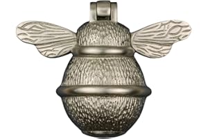 Bee Door Knocker for Front Door | Polished Solid Brass Bee | Brass Knockers with Strike Plate | UPVC | Bumblebee Front Door Furniture with a Unique Design (Satin)