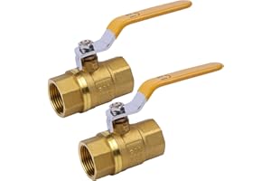 YADIAN 2 Pack 1 Inch Ball Valve Brass Full Port NPT Female Ball Valve Heavy Duty Water Shut Off Valve 1'', NPT Female, 600 WOG (Water, Oil and Gas)