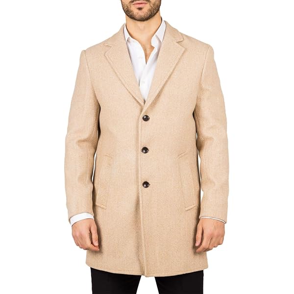 TruClothing Men's Overcoat Classic Collar Wool Blend Classic