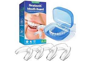 NEATEETH Mouth Guard for Grinding Teeth at Night, Night Guards for Teeth Grinding, Mouth Guard for Sleeping, Pack of 4 Mouth Guards for Clenching Teeth at Night – Includes 2 Sizes & 1 Travel Case