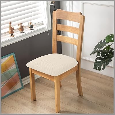 Buy Xianyu Jacquard Seat Covers For Dining Room Chairs Stretch Chair Seat Cushion Slipcovers Washable Removable Dining Room Kitchen Chair Covers Beige Set Of 4 Online In Indonesia B08qrxc3v8