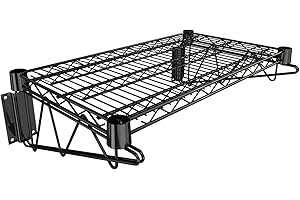 Krollen Industrial 14" x 24" Black Epoxy Wire Wall Mount Shelf