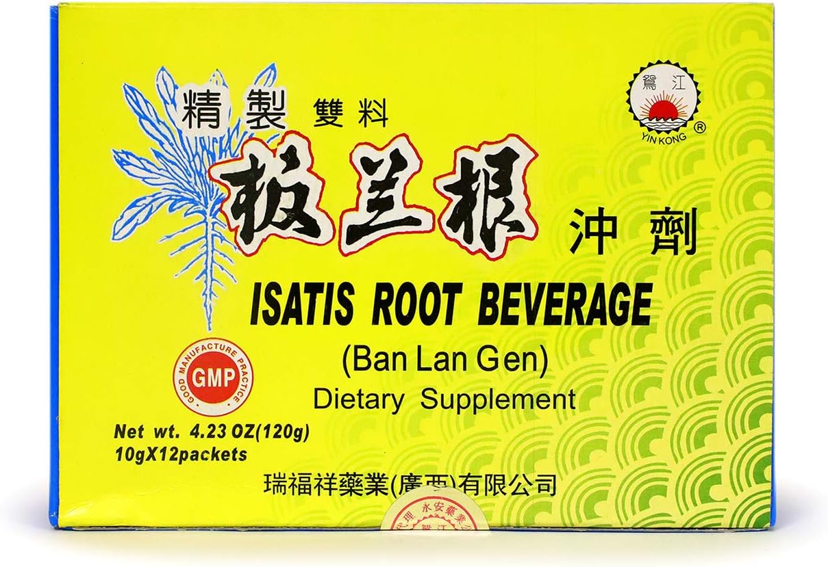 Isatis Root Beverage Ban LAN Gen Traditional Herbal Supplement Instant Tea 12 Packets