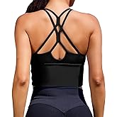XUNYU Sports Bras for Women High Support Longline Workout Tank Tops Built in Bra Padded Strappy Yoga Crop Top Cross Gym