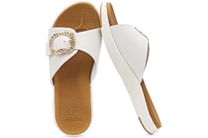 COFACE Womens Dressy Orthotic Slides Lightweight Yoga Mat Thick Cushion Recovery Walking Sandals Adjustable Slip On Slippers with Comfortable Plantar Fasciitis Arch Support