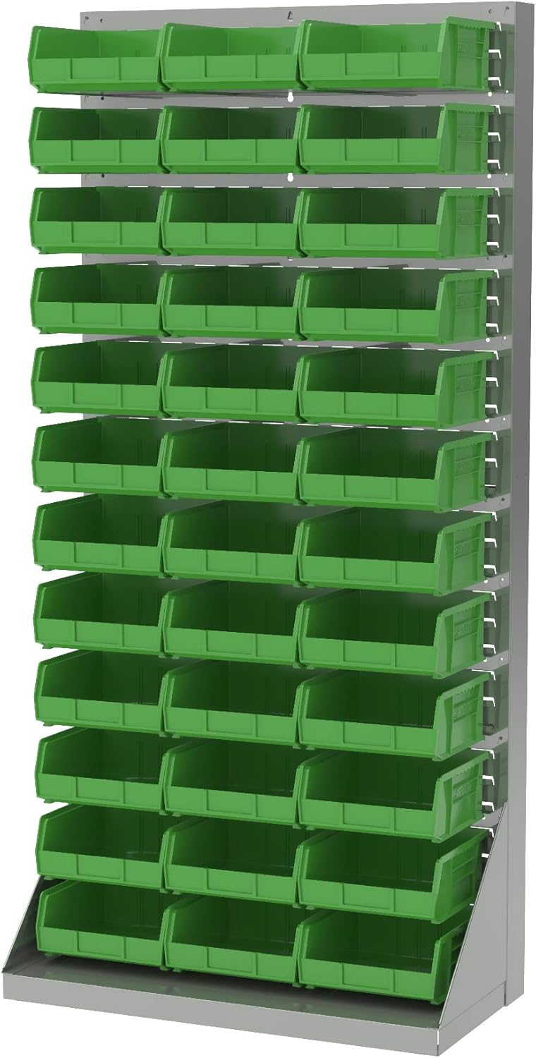 Akro-Mils 30235 AkroBins Plastic Storage Bin Hanging Stacking Containers, (11-Inch x 11-Inch x 5-Inch), Black, (6-Pack) - Open Home Storage Bins - 