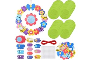 Qilery 24 Sets Jumbo Mother's Day Craft for Kids Classroom 10.63 Inch Mother's Day DIY Flower Wreath for Mom with Butterfly Honey Bees Mother's Day Crafts Paper Wreaths for Christian Home Activities