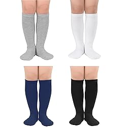 Zando 4 Pairs Soccer Socks Youth Girls Black Knee