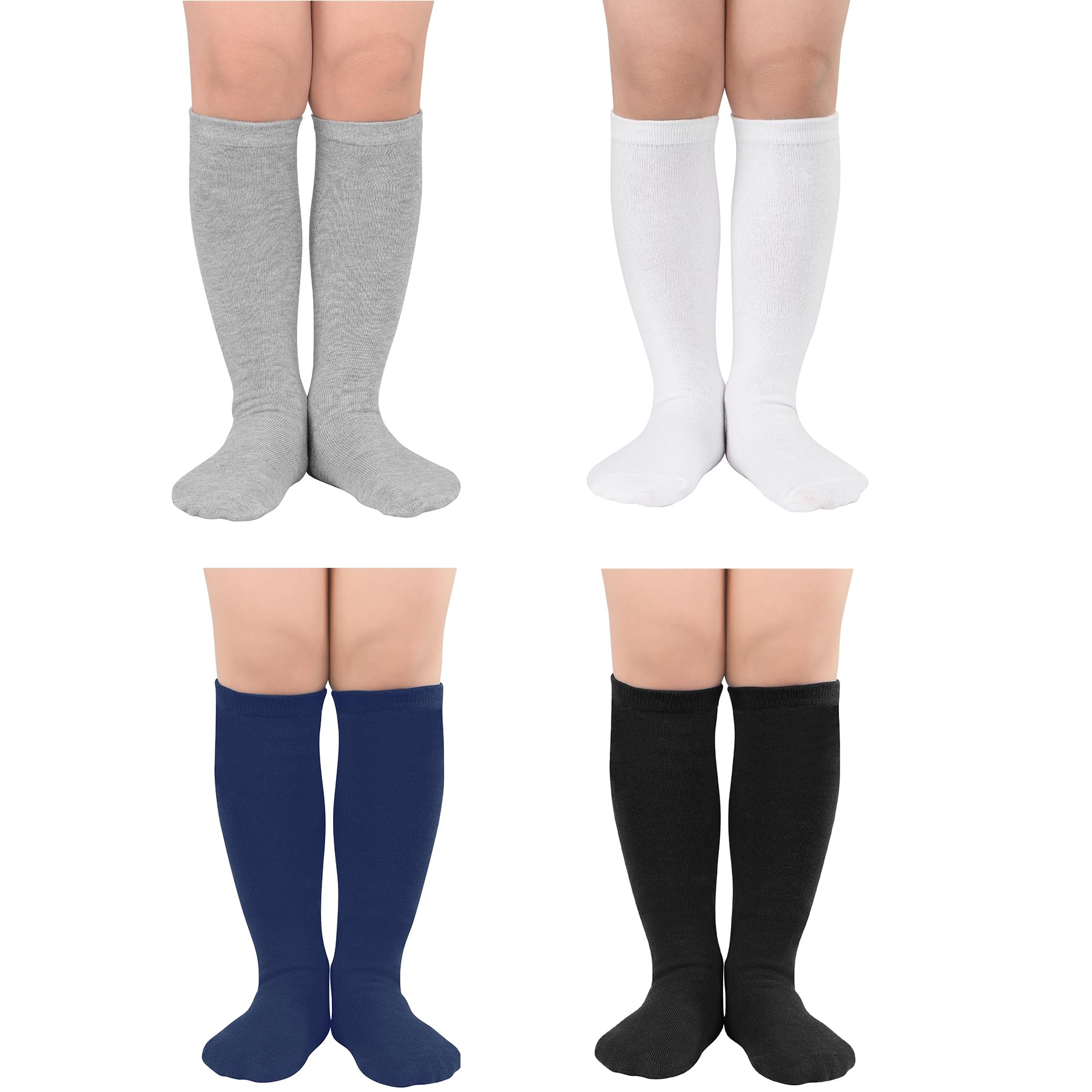 Zando 4 Pairs Soccer Socks Youth Girls Black Knee