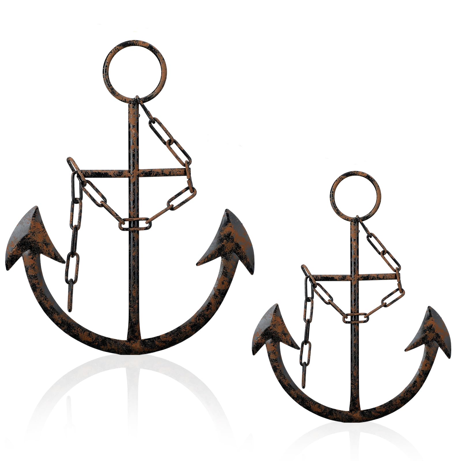 Photo 1 of Tandefio 2 Pcs Metal Nautical Anchor Wall Art Decor with Chain, 16" H, Antique Bronze Finish, Ideal for Bedroom & Living Room