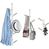 X-cosrack Wall Mounted Coat Rack 8 Hook Metal & Wood Hat Hanger, Splicable 3-in-1 Coat Tree Hanger Organizer for Bag Scarves 
