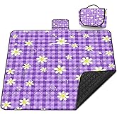 Extra Large Picnic Blanket Waterproof,80"x 80"Foldable Machine Washable Beach Blanket,Outdoor Blanket for 6-8 Adults,Suitable for Indoor Crawling,Park Beach,Camping,Hiking,Family Travel(Purple)